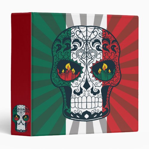 Mexican Flag Colors Day Of The Dead Sugar Skull Binder