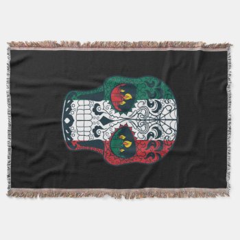 Mexican Flag Colors Day Of The Dead Sugar Skull Throw Blanket by TattooSugarSkulls at Zazzle