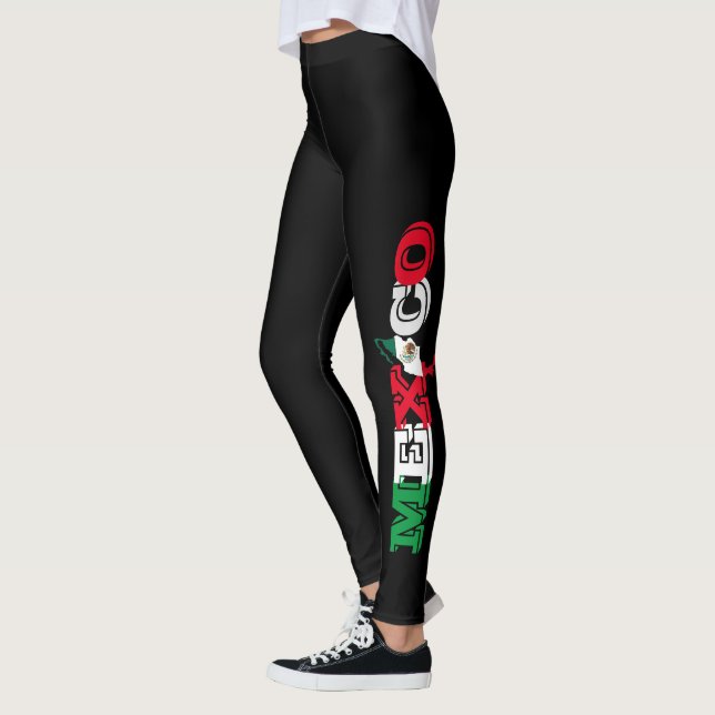 mexican flag country pride women fashion tight leggings (Left)
