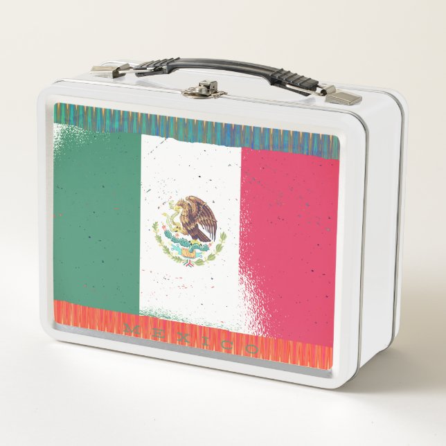 Mexican Flag Design Metal Lunch Box (Front)