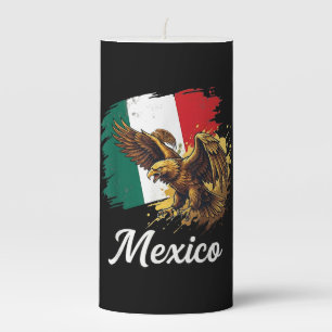 Mexican Flag Eagle Pride Vintage Pillar Candle