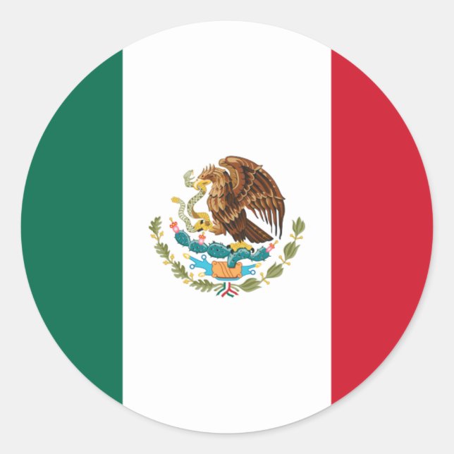 Mexican Flag, Flag of Mexico Classic Round Sticker (Front)