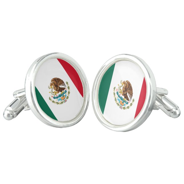 Mexican Flag - Flag of Mexico Cufflinks (Angled)