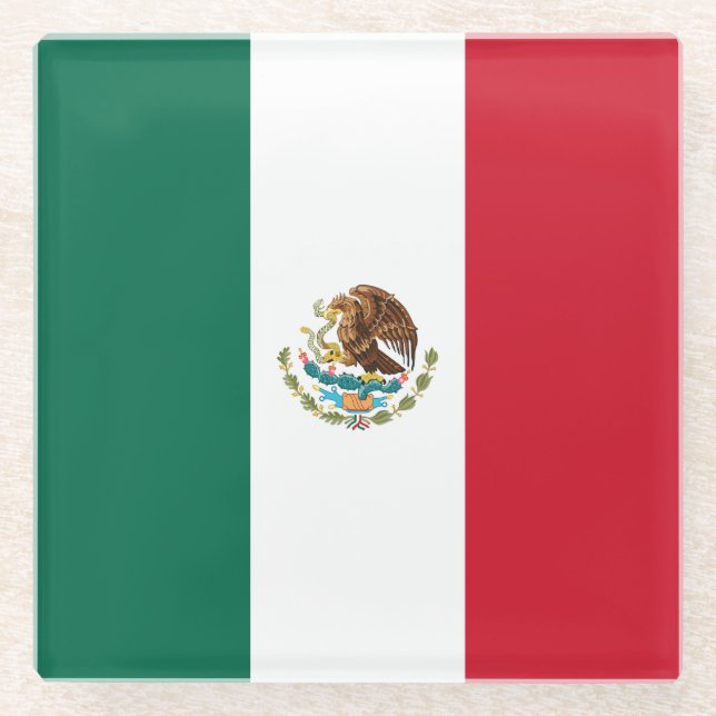 Mexican Flag Glass Coaster (Front)