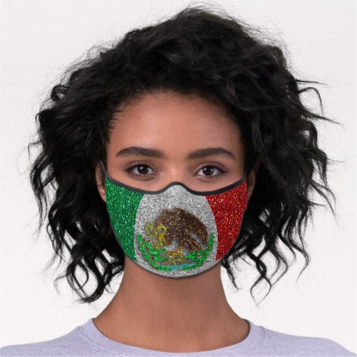 Mexican Flag Glitter Mexico Red and Green Travel Premium Face Mask