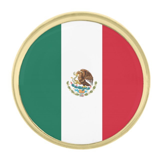 Mexican Flag Gold Finish Lapel Pin (Front)
