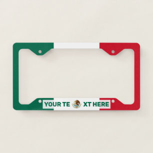 Mexican Flag Green Text Personalized License Plate Frame