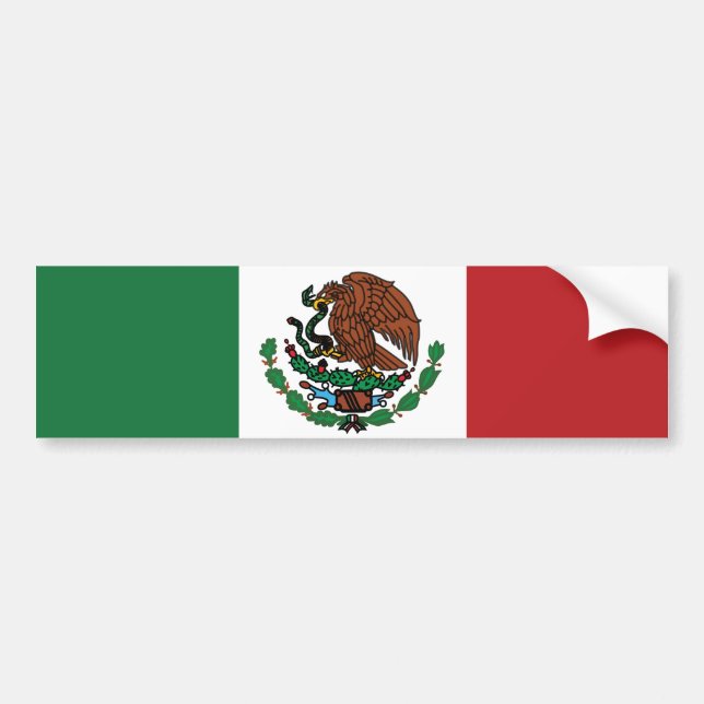 Mexican Flag Green White Red Mexico Patriotic  Bumper Sticker (Front)