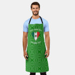 Mexican Flag Heart Green Background Personalized  Apron
