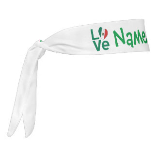 Mexican Flag Heart Green LOVE Personalized Tie Headband