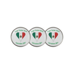 Mexican Flag Heart Personalized Golf Ball Marker