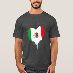 Mexican Flag Heart Viva Mexico T-Shirt