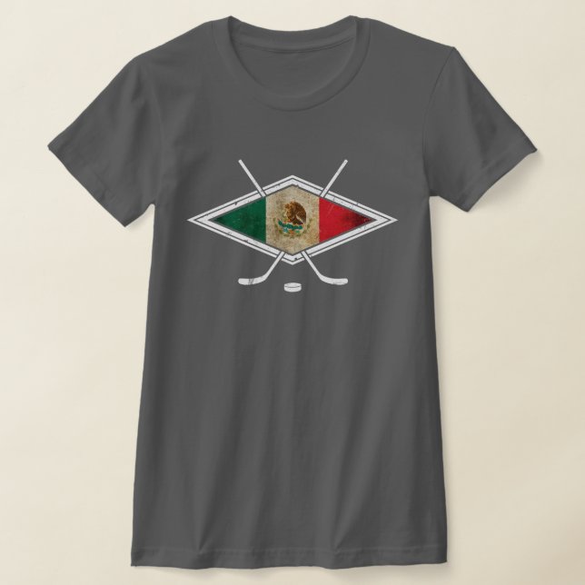 Mexican Flag Hockey Logo, With Back Print T-Shirt (Laydown)