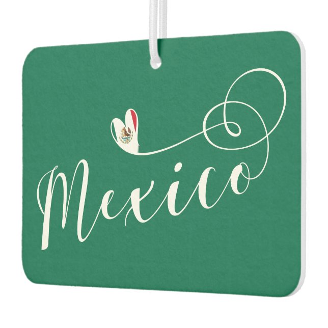 Mexican Flag In Heart, I Love Mexico Air Freshener (Left)