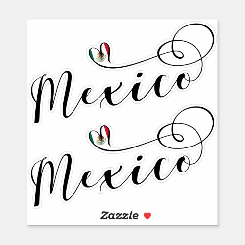 Mexican Flag In Heart I Love Mexico Sticker