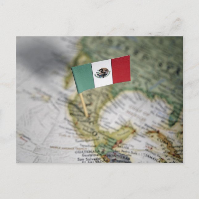 Mexican flag in map postcard (Front)