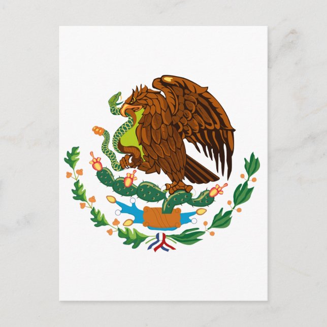 Mexican Flag / Mexican Coat of Arms Postcard (Front)