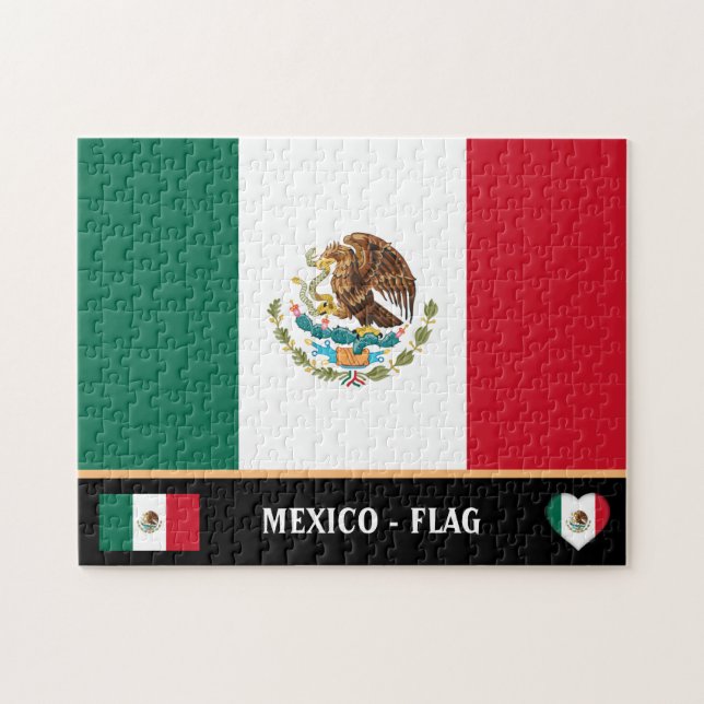 Mexican Flag & Mexican country / Mexico Jigsaw Puzzle (Horizontal)
