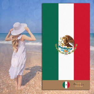 Mexican flag & Mexico monogrammed / beach towel