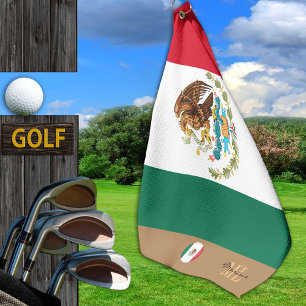 Mexican flag & Mexico monogrammed Golf /sports Gol Golf Towel