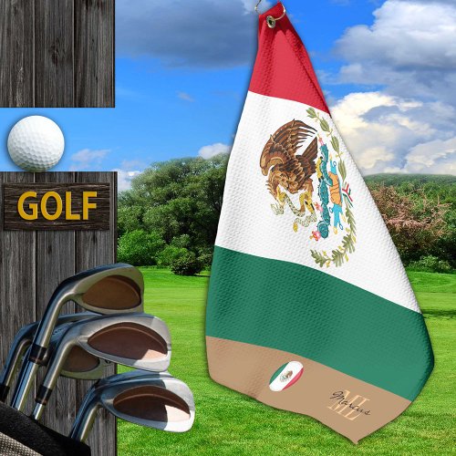 Mexican flag  Mexico monogrammed Golf sports Gol Golf Towel