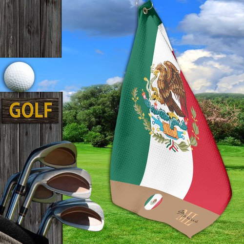 Mexican flag  Mexico monogrammed Golf sports Golf Towel