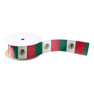 Mexican Flag & Mexico travel, holiday/sports Satin Ribbon