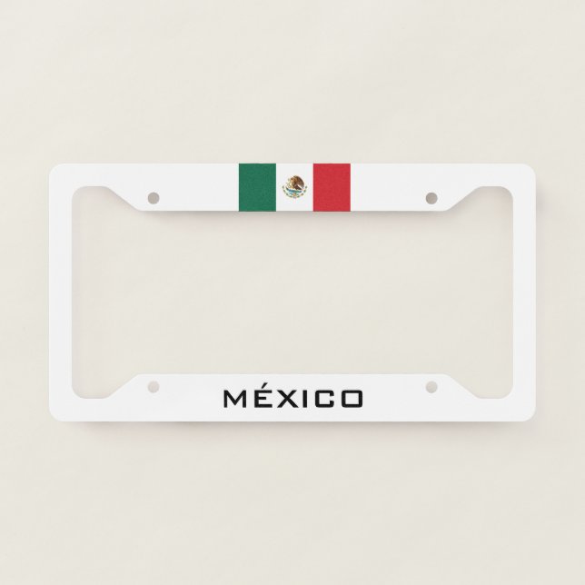 Mexican Flag Mexico White  License Plate Frame (Front)