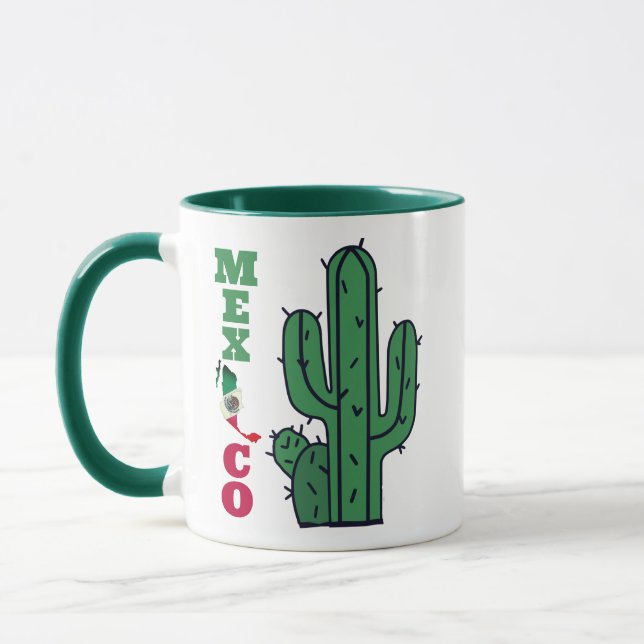 Mexican Flag Mug - Red White Green Coffee Cup (Left)