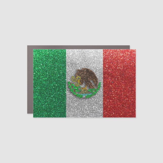 Mexican Flag of Mexico Candy Glitter Sparkle Car Magnet (Front)