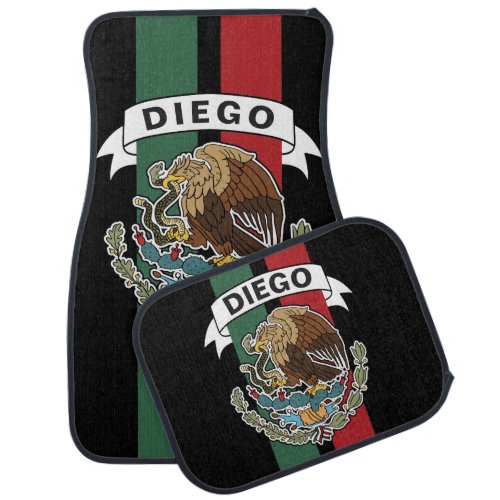 Mexican Flag Race Stripes Personalized Car Floor Mat