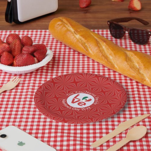 Mexican Flag Red Letter LOVE Personalized Paper Plates