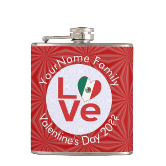 Mexican Flag Red LOVE Flask