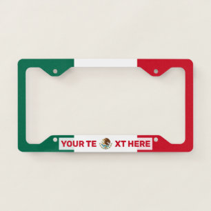 Mexican Flag Red Text Personalized License Plate Frame
