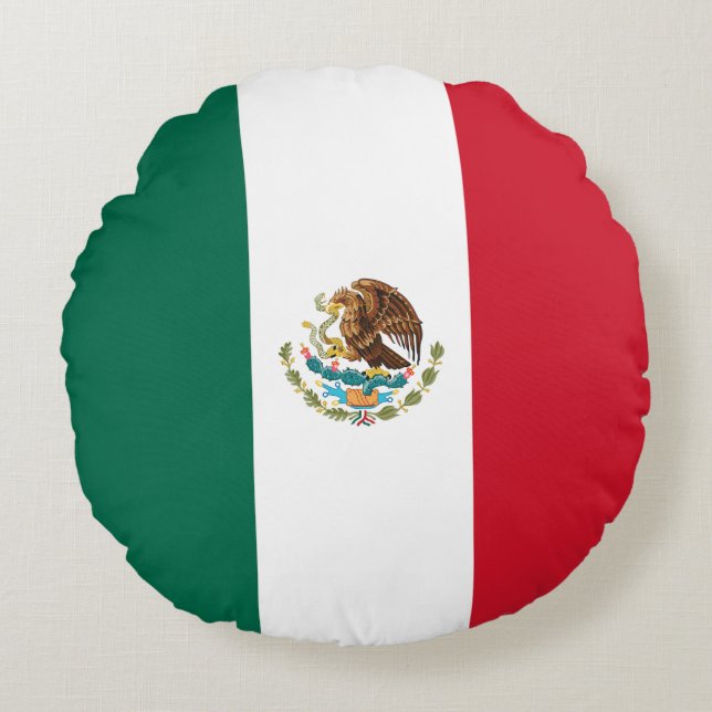 Mexican Flag Round Pillow (Front)