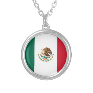 Mexican Flag Silver Plated Necklace