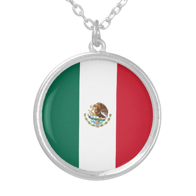 Mexican Flag Silver Plated Necklace (Front)