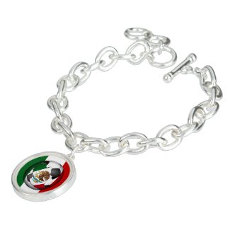 Mexican Flag  Soccer Ball Charm Bracelet