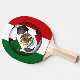 Mexican Flag  Soccer Ball Ping-Pong Paddle
