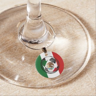 Mexican Flag  Soccer Ball Wine Glass Charm