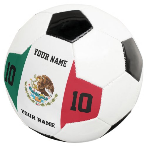 Mexican flag soccer ball with custom jersey number