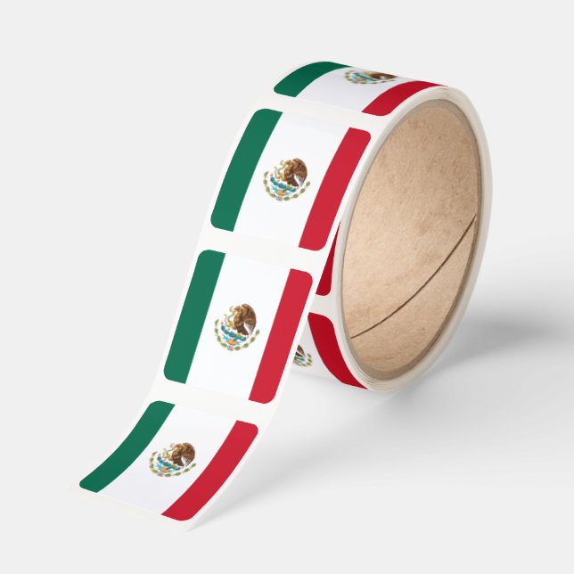 Mexican Flag Square Sticker (Roll)