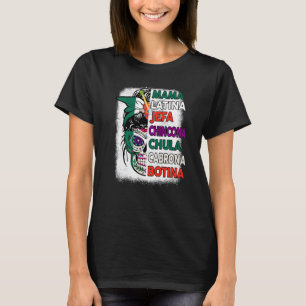 Mexican Flag Sugar Skull Mama Jefa Mexico Dia De L T-Shirt