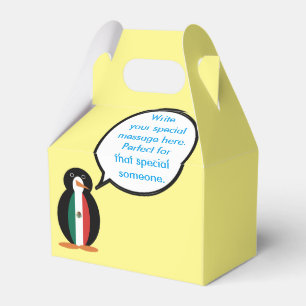 Mexican Flag Talking Ms. Penguin Gable Favor Boxes