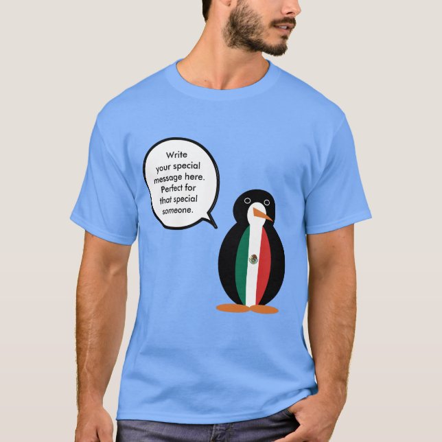 Mexican Flag Talking Ms. Penguin Men's  T-Shirt (Front)