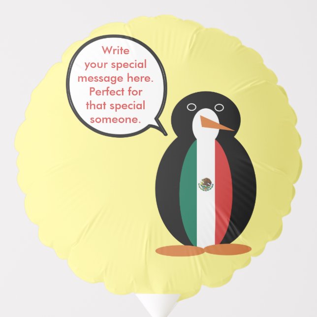 Mexican Flag Talking Ms. Penguin Party  Balloon (Front)