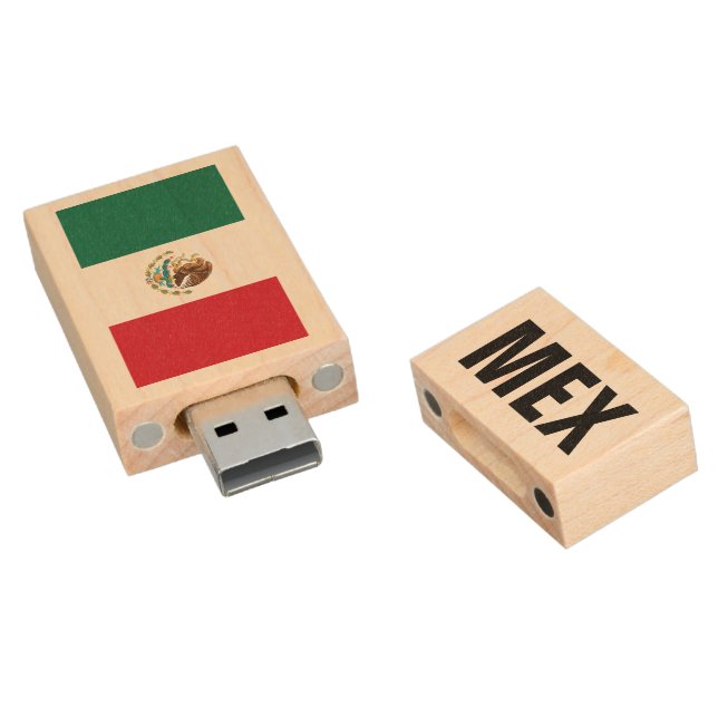 Mexican flag USB pendrive flash drive for Mexico (Angled)