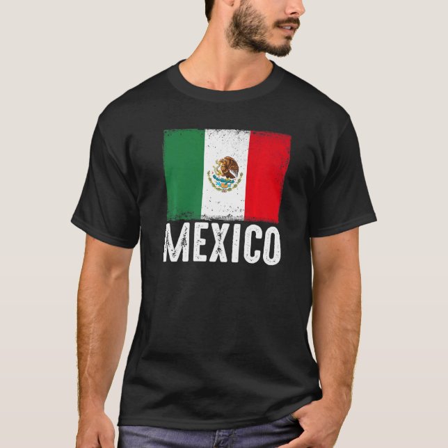 Mexican Flag Vintage Patriotic Football Nostalgic  T-Shirt (Front)