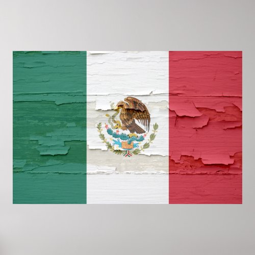 Mexican Flag Weathered Paint Poster