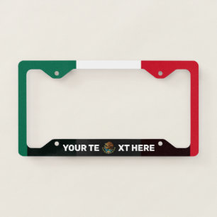 Mexican Flag White Text Personalized License Plate Frame